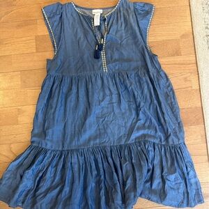 Tommy Bahama Chambray embroidered cap sleeve dress large